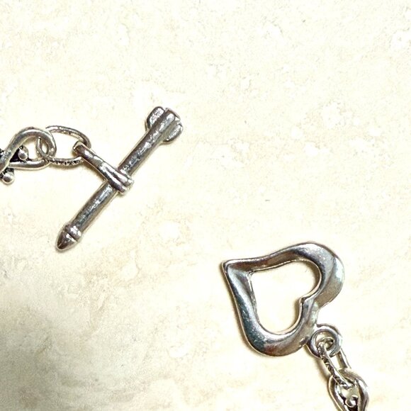 2/$20, Genuine Dark Grey Banded Agate Bracelet w/ Heart Arrow Toggle - Picture 6 of 10